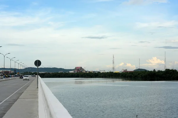 Uitzicht Zee Strand Roadchonburi Road Chonburichonburi Road Bridge Chonburi — Stockfoto