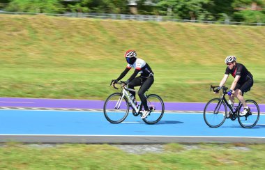 Tayland - 01 Eylül 2018: Kırsal alanda bisiklet yarışı