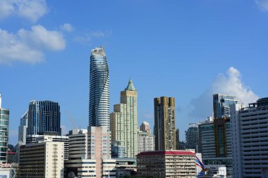 Başkentin merkezine ziyaretçi. Ana iş bölgesinin toplantı noktasında. Sermaye, Bangkok, Tayland, yüksek ofis binası üzerinde 15 Eylül 2018 görünümünü.