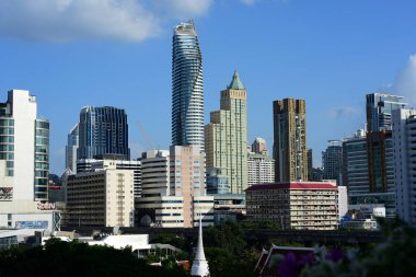 Başkentin merkezine ziyaretçi. Ana iş bölgesinin toplantı noktasında. Sermaye, Bangkok, Tayland, yüksek ofis binası üzerinde 15 Eylül 2018 görünümünü.
