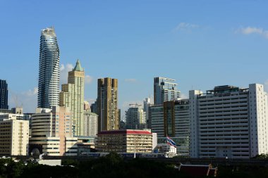 Başkentin merkezine ziyaretçi. Ana iş bölgesinin toplantı noktasında. Sermaye, Bangkok, Tayland, yüksek ofis binası üzerinde 15 Eylül 2018 görünümünü.