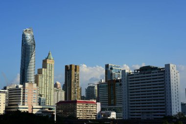 Başkentin merkezine ziyaretçi. Ana iş bölgesinin toplantı noktasında. Sermaye, Bangkok, Tayland, yüksek ofis binası üzerinde 15 Eylül 2018 görünümünü.