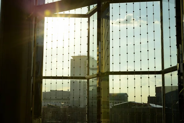 Luce Del Sole Attraverso Parete Vetro Moderno Interno Dell Edificio — Foto Stock