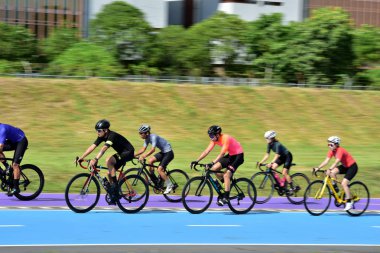 Tayland - 01 Eylül 2018: Kırsal alanda bisiklet yarışı