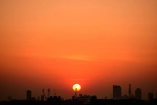 Ansicht Stadt Innenstadt Geschäftsbereich Sonnenuntergang Skyline Stadtbild Background Sunset Über — Stockfoto