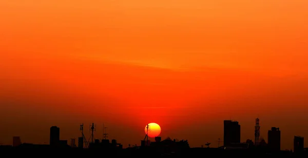 Ansicht Stadt Innenstadt Geschäftsbereich Sonnenuntergang Skyline Stadtbild Background Sunset Über — Stockfoto