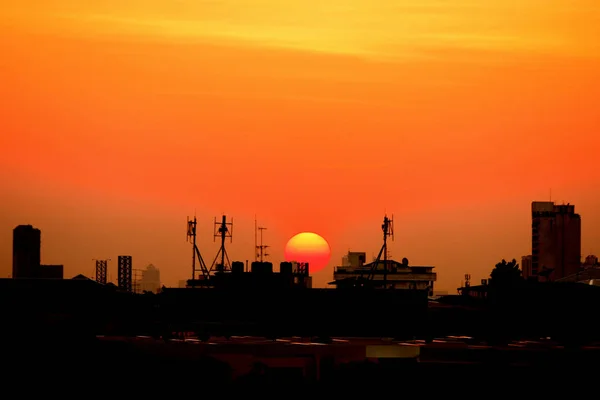 Ansicht Stadt Innenstadt Geschäftsbereich Sonnenuntergang Skyline Stadtbild Background Sunset Über — Stockfoto