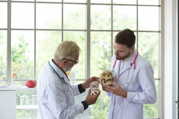 Twee Mannelijke Wetenschappers Werkzaam Het Laboratorium — Stockfoto