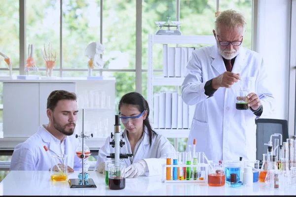 科学者は 科学研究所で働いています 研究室と研究室 Equipment Close アップ美しい Scientist Microbiological 医学の — ストック写真
