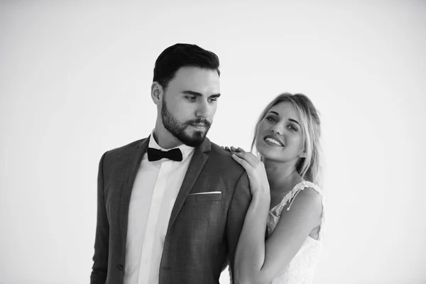 Ehepaare Sind Glücklich Wenn Sie Versuchen Studio Heiraten — Stockfoto