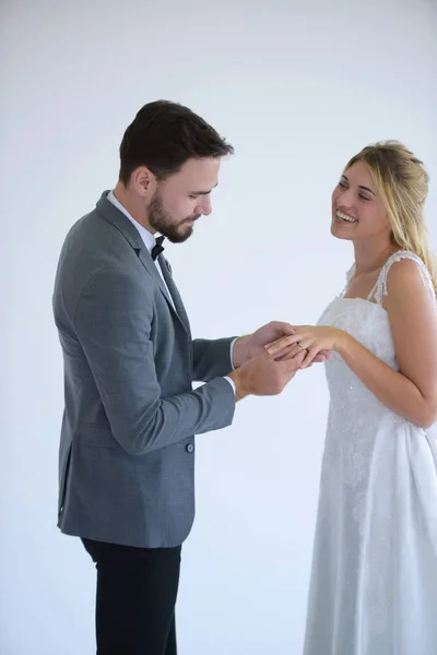 Pasangan Yang Akan Menikah Bahagia Ketika Mereka Mencoba Untuk Menikah — Stok Foto