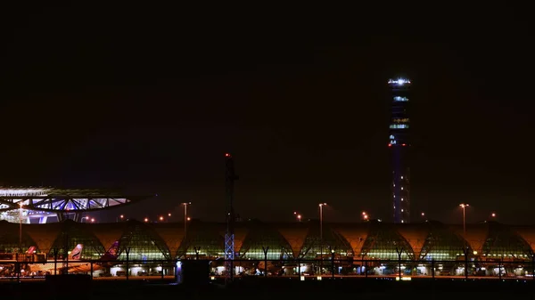 Bangkok International Airport Beautiful View Suvarnabhumi Airport Night Nov 2018 — Stock Photo, Image