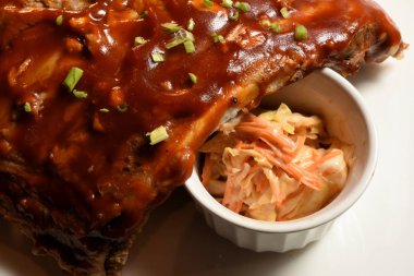 Izgara domuz kaburga ızgara. Izgara domuz eti closeup