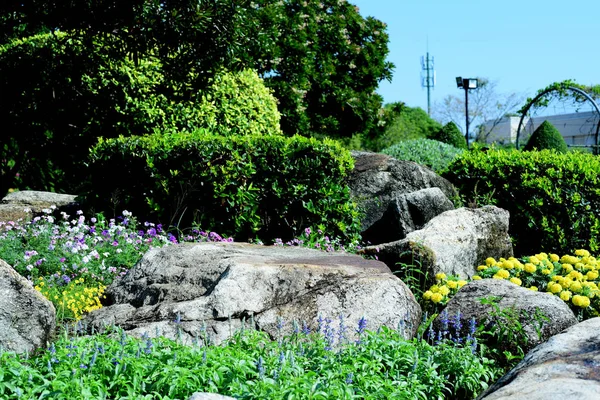 Jardinier Arrose Les Fleurs Parc Long Bangkok Thaïlandele Beau Jardin — Photo