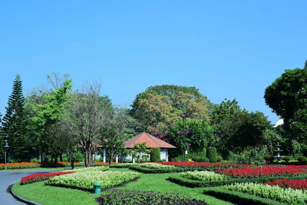 Jardinero Está Regando Las Flores Parque Long Park Bangkok Tailandia — Foto de Stock