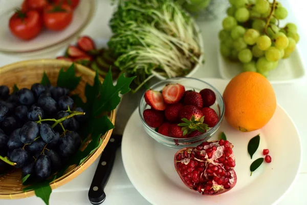 healthy food with fruits and vegetables