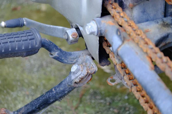 Närbild Gammal Motorcykel — Stockfoto