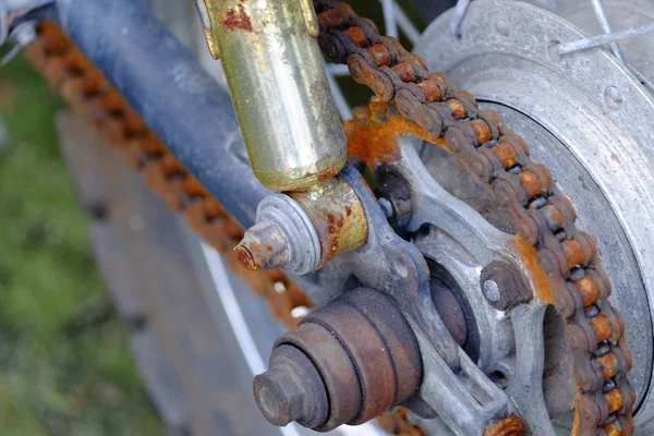 Närbild Gammal Motorcykel — Stockfoto