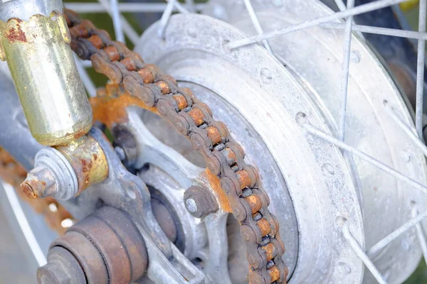 Närbild Gammal Motorcykel — Stockfoto