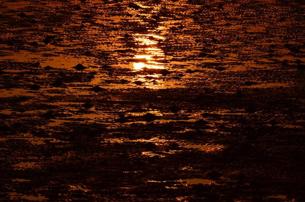 Coucher Soleil Orange Sur Mer — Photo