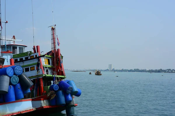Nahaufnahmen Von Kleinen Fischerbooten Fischerhafen Bang Saray Subdistrict Sattahip District — Stockfoto