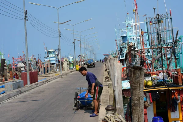 Fotos Cerca Pequeños Barcos Pesca Puerto Pesquero Subdistrito Bang Saray — Foto de Stock