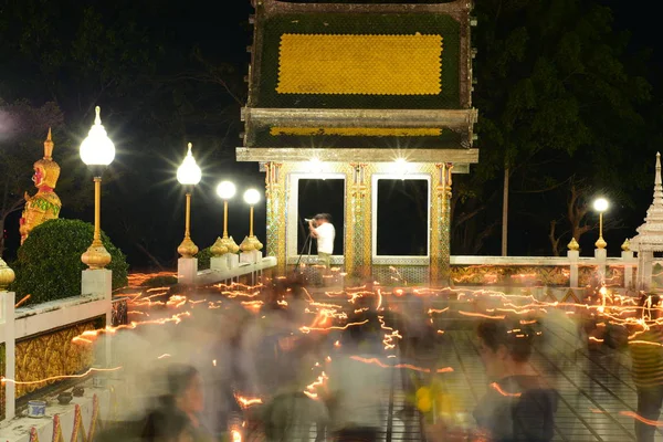 Ancien Éclairage Temple Bouddhiste Nuit — Photo