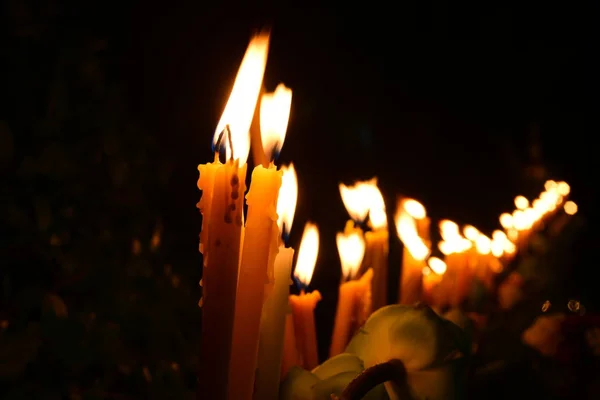 Luz Las Velas Los Días Budistas Importantes Llamada Makha Bucha —  Fotos de Stock