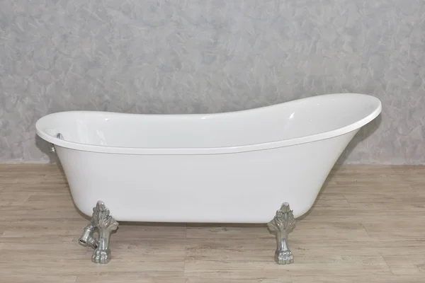 Portret Van Een Jonge Vrouw Tot Bathtub Relaxed Tijd Badkamer — Stockfoto