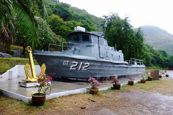 Militaire Boot Standbeeld Aan Kust Thailand — Stockfoto