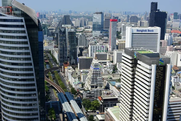 stock image  business district with high-rise and transportation systems