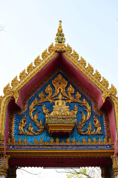 Templo Tailandês Com Belo Padrão Estuque — Fotografia de Stock