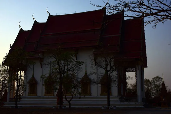 Thaise Tempel Met Mooi Stucwerk Patroon — Stockfoto