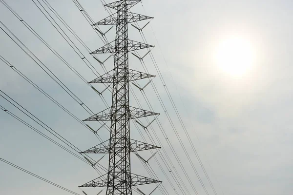 Pilón Electricidad Fondo Del Cielo — Foto de Stock
