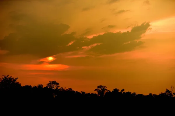 Puesta Sol Con Belleza Natural Color Amarillo Dorado Utiliza Como — Foto de Stock