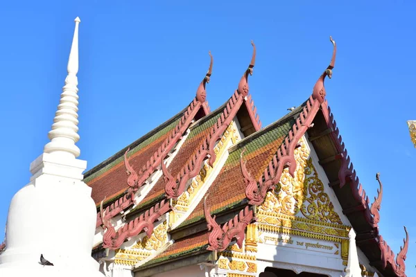 Belleza Wat Phra Borommathat Chaiya Vieja Imagen Buda Surat Thani — Foto de Stock