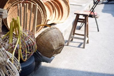 Yapılmış Sepetler Dükkanı Çok Tür Sepet Bambu Sepeti Hasır Made