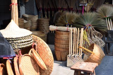 Yapılmış Sepetler Dükkanı Çok Tür Sepet Bambu Sepeti Hasır Made