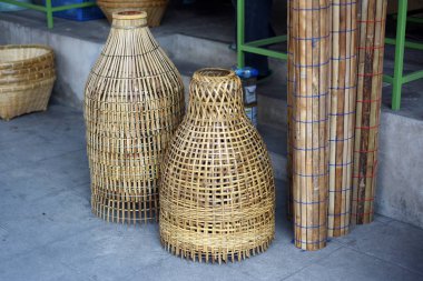 Yapılmış Sepetler Dükkanı Çok Tür Sepet Bambu Sepeti Hasır Made