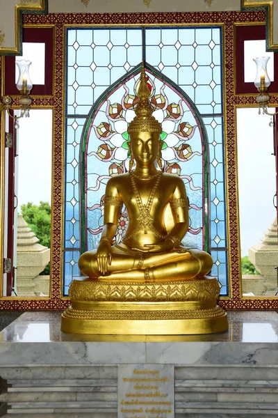 Intérieur Temple Thaïlandais Avec Statue Bouddha — Photo