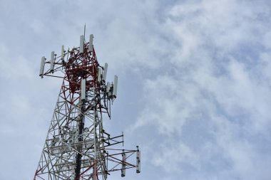 scenic view of blue sky with electric towers