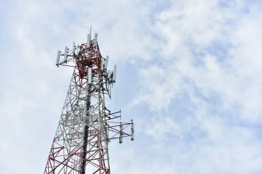 scenic view of blue sky with electric towers