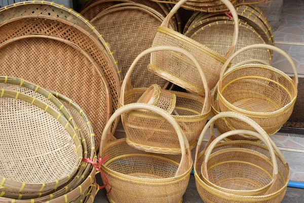 Wickerwork Feito Bambu Mercado — Fotografia de Stock