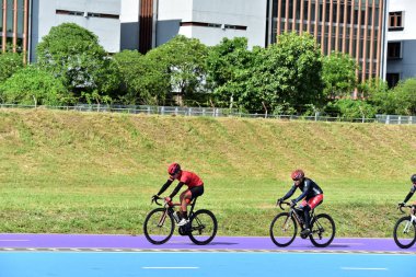 Tayland - 01 Eylül 2018: Bisiklet pistindeki sporcular, yarışma konsepti 