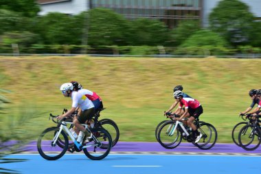Tayland - 01 Eylül 2018: Bisiklet pistindeki sporcular, yarışma konsepti 