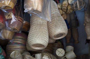 Sepet Hasır Tay El Yapımı Dokuma Bambu Doku Arka Plan Tasarım Hasır