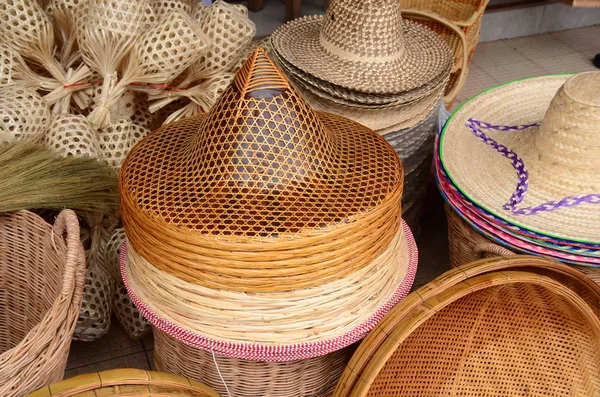 Wikkerwork Wykonany Bambusa Rynku — Zdjęcie stockowe