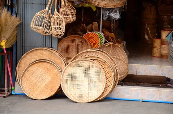 Vlechtwerk Gemaakt Van Bamboe Marktplaats — Stockfoto