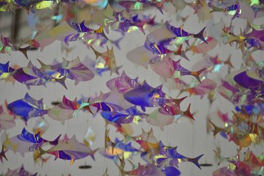 Parlak holografik balık dekorasyonu, soyut duvar kağıdı
