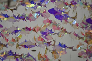 Parlak holografik balık dekorasyonu, soyut duvar kağıdı